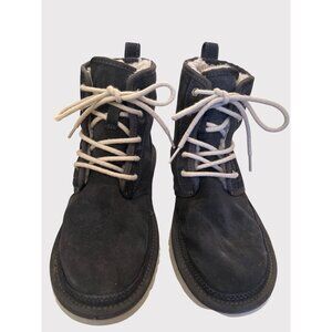 Ugg womens Blue Suede Boots With Shearling Lining Size 10